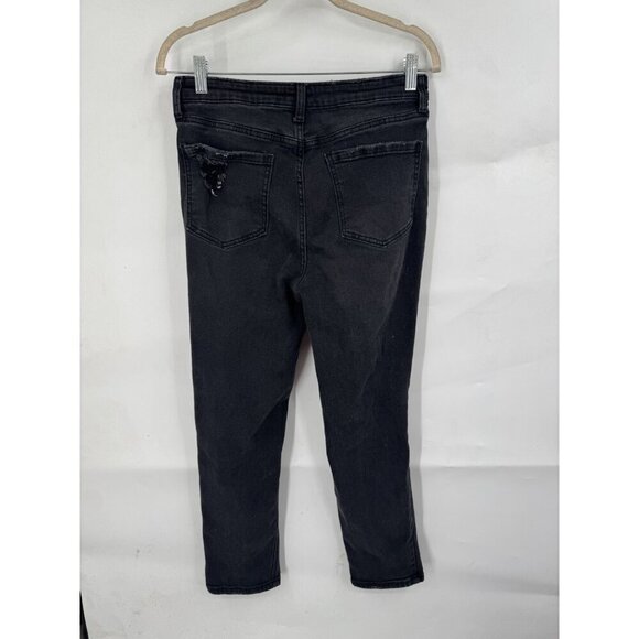 Abound Distressed Straight Leg Jeans Women 29 Black Denim Grunge Skater Preppy - Picture 2 of 9